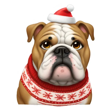 fat bulldog with Christmas sweater sticker
