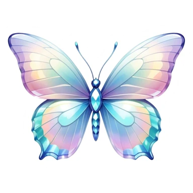 Sparkly glossy Pastel white iridescent glass crystal butterfly sticker