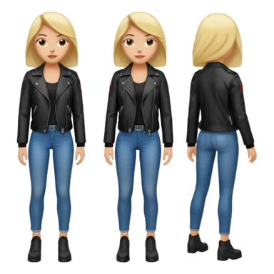 Women in leather jocket, full body, different color sticker