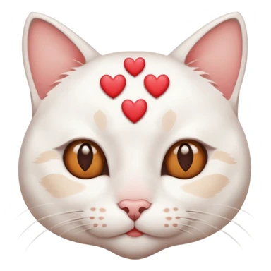 gato blanco con pocas manchitas marrones con corazones sobre los ojos  sticker