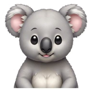 Cinematic Cute Koala Portrait Emoji, Head tilted playfully and inquisitively, featuring a fluffy grey fur with perky, rounded ears and a charming black nose, round, sparkling eyes filled with gentle curiosity, Simplified yet irresistibly adorable features, highly detailed, glowing with a warm, friendly glow, high shine, affectionate and cuddly, stylized with a touch of eucalyptus whimsy, bright and endearing, soft glowing outline, capturing the essence of a mischievous yet loving koala, so playful it feels like it could snuggle out of the screen into your arms! sticker