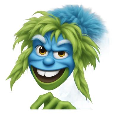 Blue grinch smiling at camera sticker