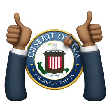 Cia logo saying cia inside. 2 arms the one holding glasses over the middle of the logo and the other gives a thumbs up  sticker