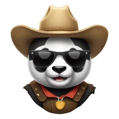 Giant panda wearing a cowboy hat with sunglasses sticker