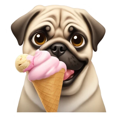 Pug eating ice cream sticker