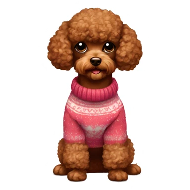 Brown girl toy poodle with with sweater  sticker