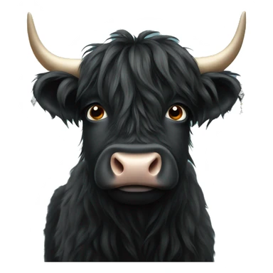 black highland cow with earrings sticker