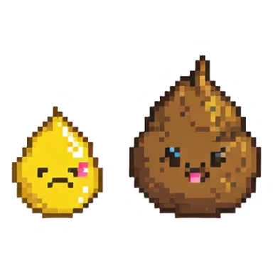 poop emoji vs yellow droplet, simple and fun sticker