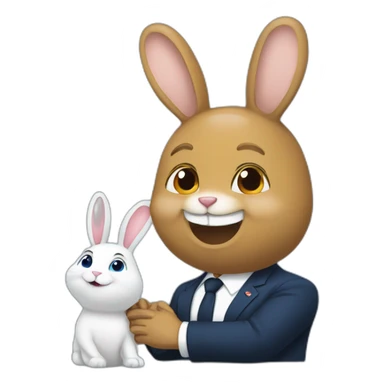 Un lapin avec macron sticker