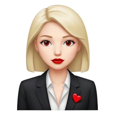 woman simple suit jacket shirt polish red sticker