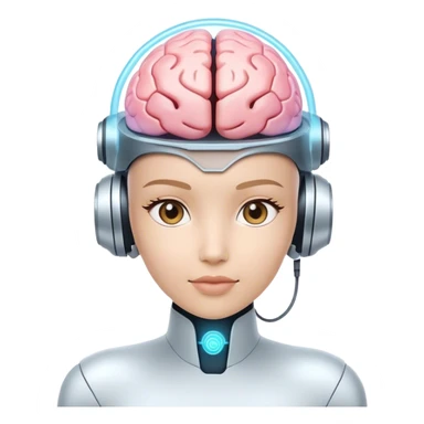 AI neural network visualization with glowing connections and a robotic face”
“Futuristic AI assistant with a holographic interface and digital brain sticker