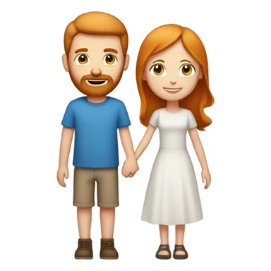 Man with ginger hair and blue eyes and a beard and girl with light/medium brown hair and blue eyes holding hands with heart in between them  sticker