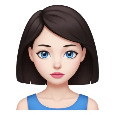 my hair is dark brown almost black, reaching my shoulder. the haircut is wolfcut, pretty lasher hut not thick. slightly pink lips. sticker