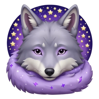 A wolf of winterfell from game of thrones sleeping under lilac stars sticker