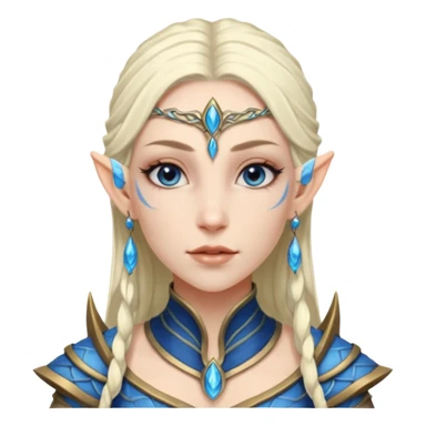 ESO female water elf with scale skin warrior with lashes and earrings sticker