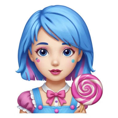 candy girl from candyland blue pink mixed hair sticker