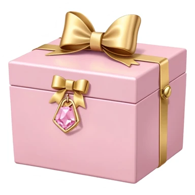 Pastel pink jewelry box with gold bow handles  sticker