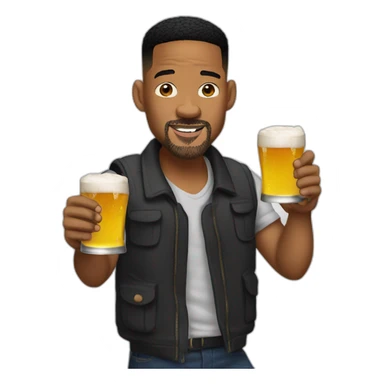 Will smith with a beer sticker