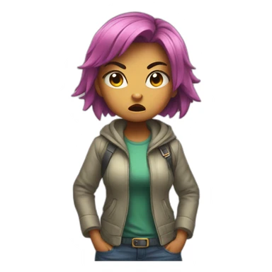 cute dino girl angry sticker