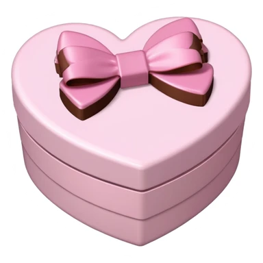 pale pink heart box, pale pink bow, filled with chocolates inside sticker