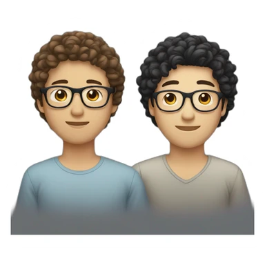 one asian guy and one dark haired white guy and one curly haired guy wearing glasses sticker
