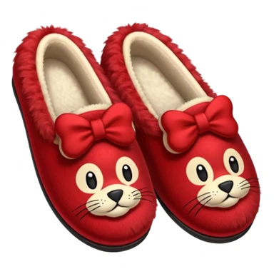 red slippers with red fur sticker