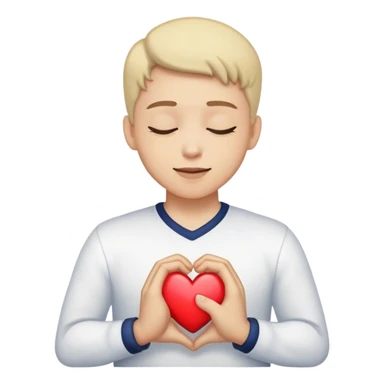 A person with their eyes closed and a small smile, holding their hand on their chest. Inside their mind, a vivid, glowing image of a heart  Their body is still tense, but the anchor of excitement keeps them grounded. sticker