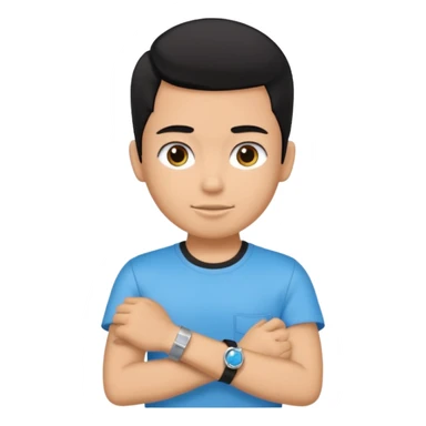 driving license with the photo of ipretty bratz emoji of a boy with a black tee, silver- blue bracelet, black hair sticker