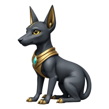  Fit mean Short-eared Black fur beautiful female robo anubis puppy statue gargoyle posed  sticker
