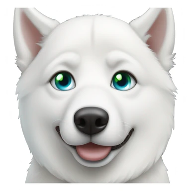White husky with 1 blue and 1 green colored eyes sticker