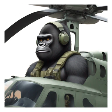 Gorilla in a Blackhawk helicopter sticker