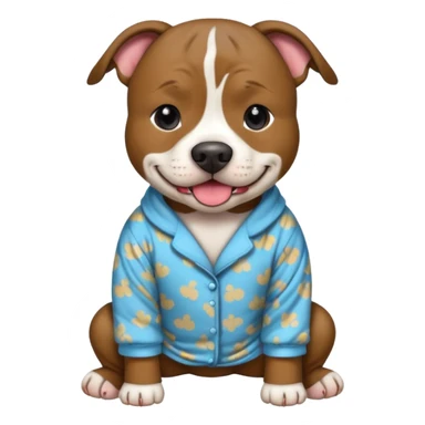 a brindled, black and tan pit bull wearing comfy pajamas sticker