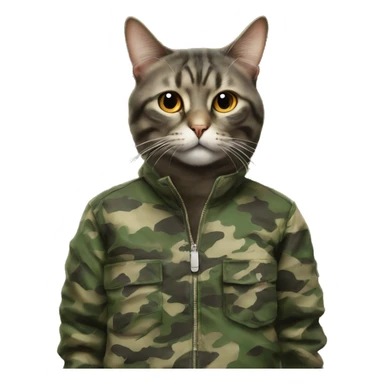 Cat wearing a camouflage jumpsuit smoking a cigarette  sticker