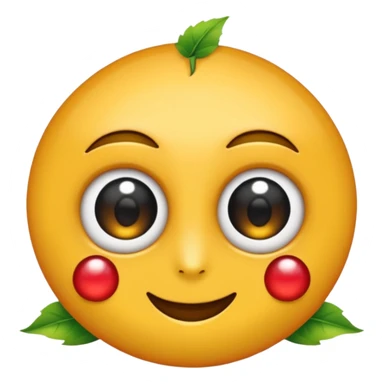 emoji, feuille d'érable couleur vermeille, deux yeux ronds noirs brillants sticker