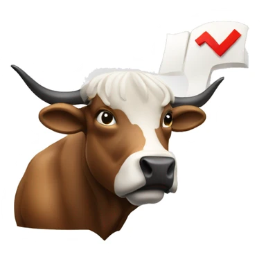 Stock market bull holding profit sign  sticker