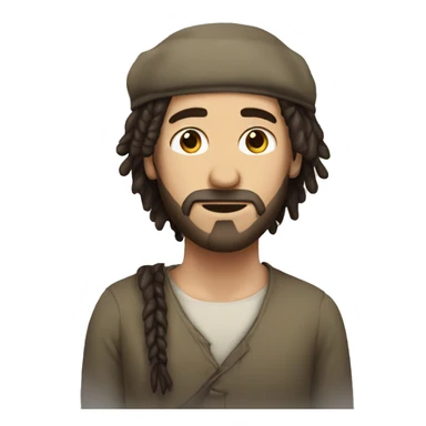 A white man with no beard and no mustache, with dread locks wearing a kippa sticker