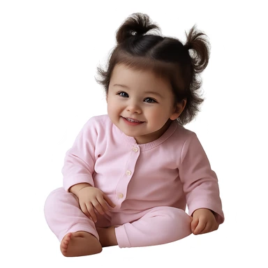 Remove the background, keep only the child in pink pajamas, realistic style, preserve transparency. sticker
