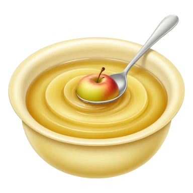 small swirl or spoonful of smooth pale golden apple compote, soft puréed texture, subtle sheen, slightly domed shape with gentle ripples, natural sweetness, no bowl spoon or fruit, apple emoji style, soft lighting, subtle shadows, transparent background, emoji scale sticker