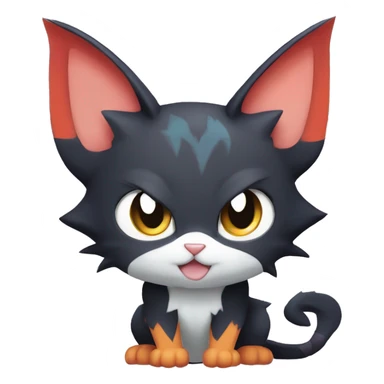 Cool Cute Edgy Chibi Cat-Noibat-Noivern-Litten-Pokémon-Fakémon-hybrid sticker