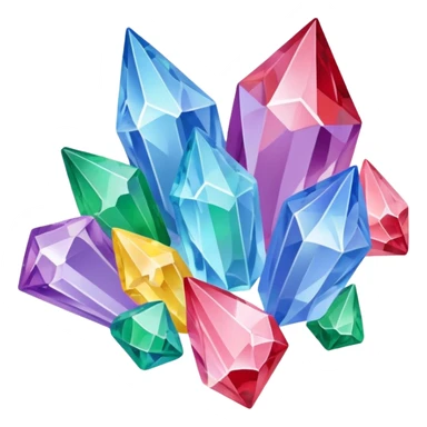 Polygonal crystals (made from pastel tones of Purple, Blue, Red, Yellow, Green, and Pink shards) sticker