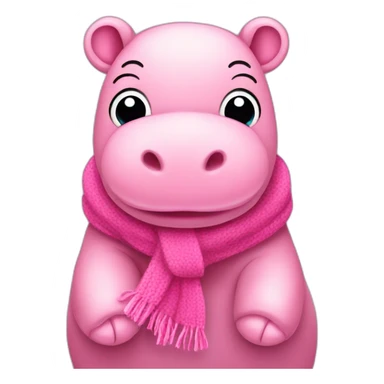 cute pink hippo with scarf sticker