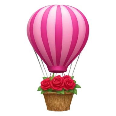 Pink hot air balloon with roses  sticker
