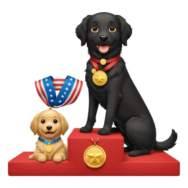 black dog & golden retriever on medal podium sticker