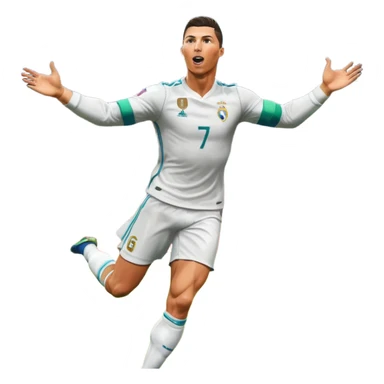 Ronaldo scoring a goal, stadium full of fans, dynamic action, vibrant colors sticker