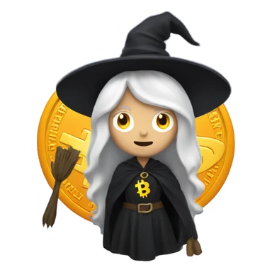 Witch with bitcoin, white skin, white hair  sticker