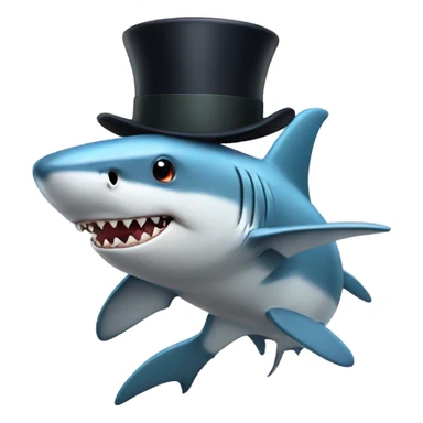 shark with a top hat holding a baby sticker