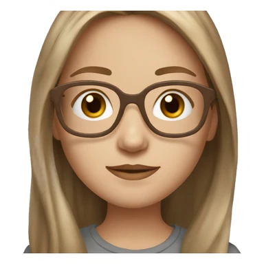 Create a girl with brown eyes and long length light brown hair and pale skin wearing brown tortoise shell glasses sticker
