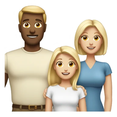 a four person white family with a brunette mom and dad and two blonde daughters sticker