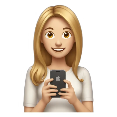 Happy Woman with Brown & blonde hair with Smartphone sticker