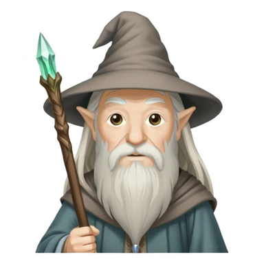 Gandalf the wizard with long white beard, pointy hat, and staff sticker